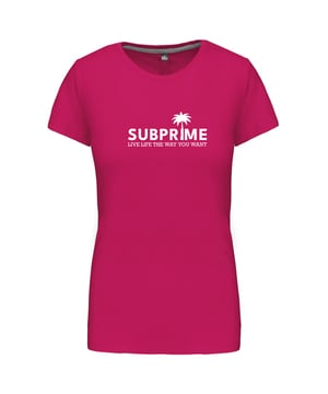 Dames t-shirt van het merk Subprime. De shirts van Subprime zijn gemaakt van 100% organisch katoen, en hebben een normale pasvorm. Het zachte katoen zorgt voor een heerlijk draagcomfort.  Merk: SubprimeModelnaam: Wmn Tee Palm RoodCategorie: dames t-shirtMaterialen: organisch katoenKleur: fuchsia roze