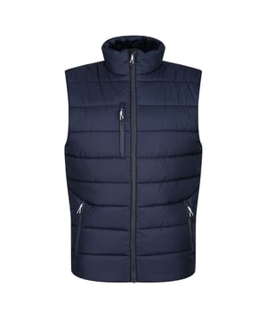 Material: 100% Polyester. Fabric: Ripstop. Design: Quilted. Fabric Technology: Thermal, Warmloft, WR Cire Finish. Neckline: High-Neck. Sleeve-Type: Sleeveless. Pockets: 1 Chest Pocket, 2 Side Pockets, Zip. Fastening: Full Zip. Made from Recycled Materials.