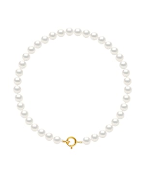 Armband aus Süßwasser-Zuchtperlen 4-5 mm - Natürliche weiße Farbe Federverschluss Gold 750 Länge 18 cm , 7 in- - Unser Schmuck wird in Frankreich hergestellt und wird in einer Geschenkbox mit einem Echtheitszertifikat und internationaler Garantie geliefert