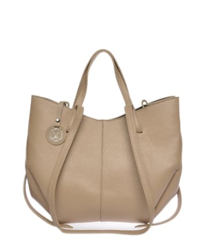 Bolso de mano  
100% cuero de vaca  
Cierre magnético en la parte superior  
Compartimento interno con cremallera  
Dimensiones: 22x33x10 cm  
Asas: 2 asas de 33 cm / 80 cm  