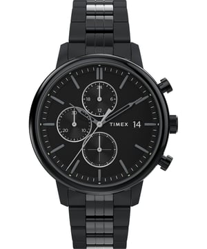 Dit Timex Chicago Chrono Chronograaf Horloge voor Mannen is het perfecte uurwerk om te dragen of als cadeau te geven. De zwarte 45 mm ronde kast, gecombineerd met de comfortabele zwarte roestvrijstalen horlogeband, zorgt ervoor dat je volop van dit verbluffende uurwerk kunt genieten zonder compromissen. Aangedreven door een hoogwaardig kwartsuurwerk en waterbestendig tot 5 bar, blijft je horloge tikken. Dit sportieve en trendy horloge is een perfect cadeau voor het nieuwe jaar, verjaardagen, Valentijnsdag, en zo verder. Dit chronograaf horloge heeft een kalenderfunctie: datum, stopwatch en 24-uurs weergave. Hoogwaardige 21 cm lengte en 19 mm breedte zwarte roestvrijstalen strap met een opklapsluiting met drukknop. Kastdiameter: 45 mm, kastdikte: 11 mm, kastkleur: zwart en wijzerplaatkleur: zwart.