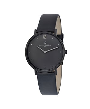 This Pierre Cardin Belleville Simplicity Analogue Watch for Unisex is the perfect timepiece to wear or to gift. It's Black 39 mm Round case combined with the comfortable Black Leather watch band will ensure you enjoy this stunning timepiece without any compromise. Operated by a high quality Quartz movement and water resistant to 3 bars, your watch will keep ticking. Classic and charming  watch perfect for every occasion High quality 21 cm length and  18 mm width Black Leather strap with a Buckle Case diameter: 39 mm,case thickness: 5.8 mm, case colour: Black and dial colour: Black