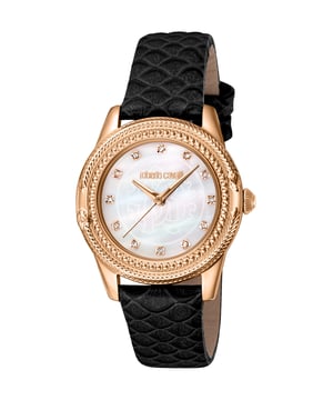 RC5L063L0035 Roberto Cavalli 4894626219535 Reloj de cuarzo para mujer de acero inoxidable con madreperla blanca, piel, 5 ATM, 32 mm