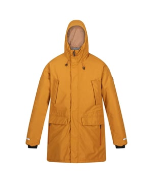 Material: 100% Polyester. Fabric: Peached. Design: Badge. Fabric Technology: Breathable, DWR Finish, Insulating, Isotex 5000, Quick Dry, Thermo-Guard, Waterproof, Windproof. Taped Seams. Neckline: Fleece Lined, Hooded. Sleeve-Type: Long-Sleeved. Hood Features: Adjustable, Grown On Hood, Sherpa Lined. Length: Long. Pockets: 1 Security Pocket, 2 Double Entry Pockets, Flap Closure, 2 Chest Pockets. Fastening: Stormflap, Stud, Zip. 5000g/m²/24hrs. Waistline: Adjustable, Shockcord.