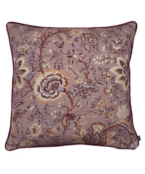 A traditional design showcased in warm antique colourways. Finished beautifully with a contrasting plain soft velvet reverse and piping.