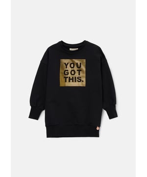 You Got This! Our Longline sweat is crafted from the softest jersey and features a fabulous gold metallic slogan. Wear with metallic denim for extra style credits.