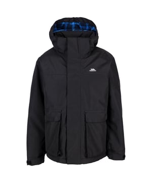 Buitenste materialen: 100% Polyester. Vulling: 100% polyester. Voering: 100% polyester. Stof: PVC gecoat, geweven. Voering: Warm Aanraking. Ontwerp: Logo, Mouwprint. Stoftechnologie: TP50, waterdicht, winddicht. Manchet: Elastiek. Halslijn: Kapitein. Mouwtype: Met lange mouwen. Getapete naden. Kenmerken van de kap: Afneembare kap. Zakken: 2 opgezette zakken, 2 zijvakken, 1 binnenzak. Bevestiging: Verborgen ritssluiting. Waterdichte classificatie: 5000mm.