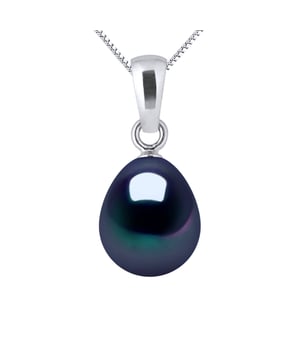 Necklace Articulated White Gold 750 and trueCultured Freshwater Pearls Pear Shape 8-9 mm , 0,31 in Tahitian Style color - Our jewellery is made in France and will be delivered in a gift box accompanied by a Certificate of Authenticity and International Warranty