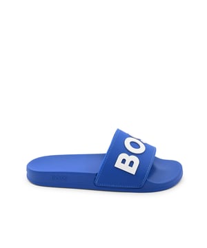 Brand new BOSS slider. Made in Italy. New comfortable upper enriched by iconic debossed BOSS logo and lycra underneath that assure an additional comfort. New lightweight PVC Sole. Clear packaging and branded plastic hanger.