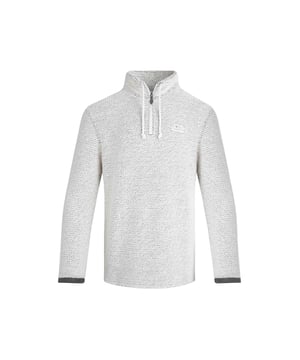 86% Bio-Baumwolle, 14% Recyceltes Polyester. Gewebe: Makkaroni Stoff. Design: bestickt, Logo. 1/4, Metall-Reißverschluss, Krawatten-Kragen. Griffplatte mit Warenzeichen. Nachhaltigkeit: Umweltfreundlich. Langärmlig. Stehkragen. S: 93,98 cm. M: 102 cm. L: 109 cm. XL: 116,84 cm. XXL: 124,46 cm. 3XL: 132 cm. 4XL: 139,7 cm. 5XL: 147 cm.