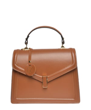 Bolso de mano  
100% cuero de vaca  
Cierre superior con cremallera  
Cierre frontal con hebilla de metal  
Bolsillo interno con cremallera  
Dimensiones: 21x26x8 cm  
Asa: 22 cm  
Correa para el hombro: 120 cm ajustable