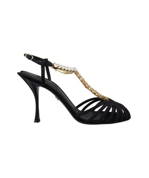 Gloednieuw met tags
  Sandalen met T-bandjes
  Materiaal: 30% zijde 68% viscose 2% suede
  Kleur: Zwart
  Heldere kristaldetails
  Leren onderzool
  Logo details
  Vervaardigd in Italie