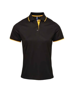 100% Polyester. Gewebetechnik: Feuchtigkeitsabweisend. Gewebe: Piqué. Design: Kontrast Detail. Zum Überziehen. Knopfleiste mit drei Knöpfen, Abnäher an Rücken, Brustabnäher, Kontrast-Nackenband, Pflegeleicht, Innere Knopfleiste, Selbstgefärbte Knöpfe, Seitliche Panele, Seitliche Schlitze. GSM (Gramm pro Quadratmeter): 155. Nachhaltigkeit: REACH, Sedex, WRAP Zertifikat. gerippt, Spitzkragen, Schaftrand zum Umklappen. Bündchen: gerippt, Mit kontrastfarbenen Streifen. Kurzärmlig.