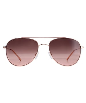 Die Calvin Klein Aviator Womens Rose Gold Brown Gradient CK20120S Sonnenbrille ist eine elegante Aviator-Fassung aus leichtem Metall. Die Nasenpads aus Silikon und die Bügelenden aus Kunststoff sorgen für einen bequemen Sitz, den Sie den ganzen Tag über tragen können.