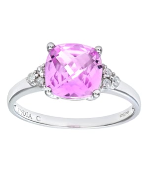 9K (375) White Gold: 2.2gr; # Diamond: 0.08ct; # Created Pink Sapphire: 2.73ct