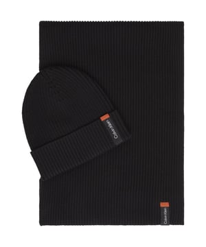 Conjunto de bufanda 35x180cm + gorro, detalles en contraste, aplicación, logo de algodón.