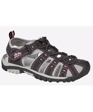 Designed to keep feet comfortable and secure, these PDQ Creek women's sports sandals are a versatile choice packed with practical elements, from the protective toe bumper, secure touch fastening and toggle closure, and the durable rubber outsole.- Synthetic Nubuck upper
- Touch fastening and toggle closure
- Toe bumper to protect against debris
- Heel tab for easy wear
- Comfortable textile lining
- TPR Sole