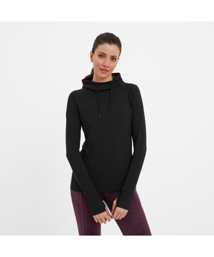 High performance fabric combines with casual styling to create our soft and stretchy Kellah top that is perfect for a workout or lazy weekends. This lightweight cover-up is not only super stretchy, but fully breathable and quick wicking, so it keeps you dry when you build up a sweat. Designed by our team in Yorkshire, where we know all about combining practical features with good looks, Kellah has a cosy hood with draw cords that you can cinch in and a deep neck that cowls beautifully, so you can customise the fit. You’ll find neat, discreet thumb holes in the sleeves, so you can cover your wrists and prevent draughts when it's chilly, as it often is in our neck of the woods. The finishing touch is a tonal embroidered Yorkshire Rose logo at the hem.