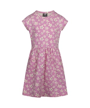 Materialzusammensetzung (%): 95% Baumwolle, 5% Elastan. Design: Floral, Wiederholungsdruck. Gewebe: Jerseyware. Passform: Leger. Rundhalsausschnitt. Kurzärmlig. Länge: Lang. Taschenart: Zwei aufgesetzte Taschen.