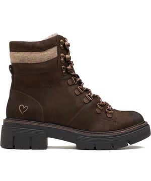 Botas de mujer de color marrón con cremallera interior de Marco Tozzi, fabricadas con sintético y suela de goma. Incluyen: cremallera interior, ojales con anilla en D, totalmente forradas y 100 % veganas.
