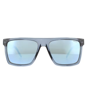 Hugo by Hugo Boss Sunglasses HG 1069/S PJP 3J Crystal Blue Blue Mirror are a large square design made from lightweight acetate. The flat frame top creates a contemporary feel and the temples feature the Hugo logo.