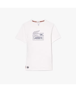 Unisex Lacoste Sport Ultra-Dry Sport Roland Garros Edition Tennis T-shirt - Organic cotton jersey fabric - Regular fit  straight cut  - Lacoste print on front - Co-branded neck trim - Silicone crocodile at hem - TH9068-001