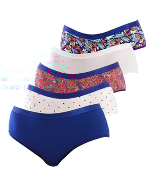 Pack 5 de Braguitas culottes DIM Cotton Stretch Confort.
Braguita estilo bóxer.
Cinturilla de goma elástica.
Detalle del logo de la marca bordado consecutivamente en la cinturilla.
Tejido elástico y transpirable.
Forro interior.
Costuras vistas a tono.
El suave tacto del algodón elástico que envuelve la cintura con ligereza.
 Composición: 95% Algodón; 5% Elastáno
 Cuidados:
Lavar a 40°C.
No usar máquina secadora.
No blanquear.
No planchar