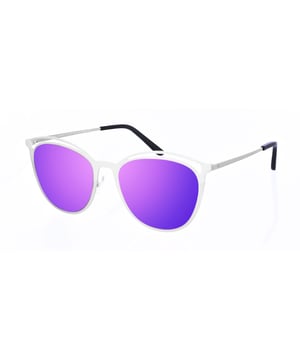 Gafas de sol Kypers con montura de metal.
Color Blanco
Forma ovalada.
Lentes de color Violeta
Patillas de metal y acabado en acetato, con el nombre de la marca grabado en aplicación metálico.
100% Protección UV. 
Cristales antirreflejo.
Incluye una funda de tela de protección.

Medidas  Alto lente: 46 mm
Ancho lente: 54 mm.
Puente: 30 mm.
Patillas: 145 mm.

Limpieza y manutención:
-Limpiar las gafas con agua y jabón (neutro).
- No utilice paños sucios o abrasivos, que puedan alterar las características de los filtros.
- Utilice solo accesorios y repuestos originales.