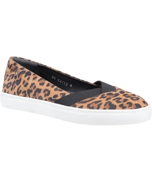 Upper: Suede. Lining: Synthetic. Insole: Cushioned. Outsole: Flexible, TPR. Fastening: Slip-on. Elastic Vamp, Leather Sock, Padded Collar. Flat. Design: Leopard Print.