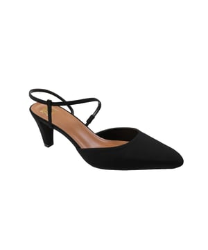 Bovenstuk: Kunstleer, Lycra. Buitenzool: Synthetisch. Kruisband, Slingback. Hoge Hak. Hakhoogte: 2in. Ontwerp: Eenvoudig. Teenstijl: Puntig. Bevestiging: Elastische riemen. Zacht. Geschikt voor: Breed.
