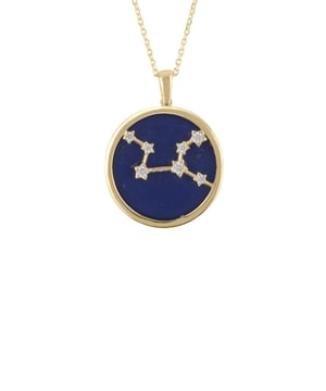 Look no further than this beautiful Zodiac Lapis Lazuli Gemstone Star Constellation Pendant Necklace Gold to make a dazzling statement! This gorgeous necklace is crafted in the finest gold-dipped 925 sterling silver, encasing a disc of Lapis Lazuli and handset with shimmering white cubic zirconia. It features a stunning star constellation on its face, which pairs perfectly with the deep blue hue of lapis lazuli for an eye-catching effect. Plus, to make it even more special, it includes an engraved name of your star sign on the reverse along with cut-out stars.Virgos, born between August 23 and September 22, are known for their analytical minds, practicality and attention to detail. They are often perfectionists who strive for the highest standards of excellence in all areas of life. Virgos have an eye for seeing the big picture and also understanding how small details fit into it.It's perfect for every fashionista who loves delicate jewellery that stands out from the crowd. Enjoy the versatility of being able to wear this pendant at a length to suit you due to its 40cm plus 5cm (with adjuster) length. Meanwhile, its lightweight design at just 5.3 grams ensures you won't be weighed down when wearing it all day long.We think you'll be absolutely delighted with this Zodiac Lapis Lazuli Gemstone Star Constellation Pendant Necklace Gold! With its distinctly fashionable yet timeless design and quality craftsmanship.
