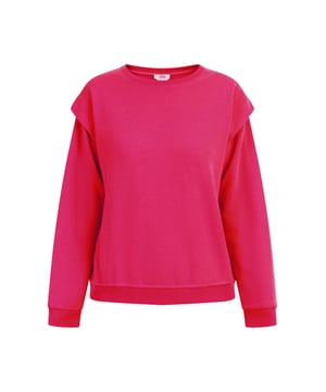 Het zachte sweatshirt van myMo, gemaakt in Italië, is gemaakt van een katoenmix en heeft een losse pasvorm. De verlaagde schouders worden geaccentueerd door een overlappend detail, waardoor de trui een moderne touch krijgt. De modieuze ronde hals en geribde manchetten zorgen voor een casual uitstraling.  jumper