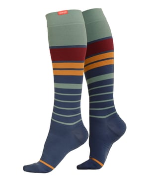Energize your legs! Using integrally-knit graduated compression, these compression socks apply therapeutic pressure that starts at the ankle and gradually eases above. It’s this external pressure that energizes your legs and reduces swelling. These socks have a 15-20 mmhg compression level that is ideal for all-day, everyday wear, sitting or standing for long periods. High-quality premium cotton fibers and spandex throughout the sock allow for sustained compression throughout the day. Alleviate achiness & heaviness by squeezing the legs from the bottom up, our legwear can help increase circulation of freshly oxygenated blood back to your legs. These are made for people with circulation problems and also ideal for flight travel, pregnancy, exercising, when sitting or standing for long periods of time and even during visits to hospital. These socks are specially designed to energise legs, reduce swelling, alleviate achiness & heaviness and to aid in muscular recovery. The specially designed fabric cotton blends and the 200-needle count gives supreme comfort and flexibility which contours leg and heel for superior fit. These socks are comfortable and breathable with graduated compression from ankle to calf with a contoured leg and heel for a great fit. The flexible toe pocket doesn’t squeeze the toes! Tested & trusted: based out of missoula, montana, VIM & VIGR is dedicated to creating products that provide you with everyday relief. VIM & VIGR graduated compression legwear was developed in partnership with vascular surgeons and vein clinics and all products are listed with the food and drug administration (fda). These compression socks are available in 17 colours and patterns and 3 sizes: Small/Medium, Medium/Large and Large/X-Large. They’re made out of 48% Cotton, 42% Nylon, 10% Spandex and are machine washable.