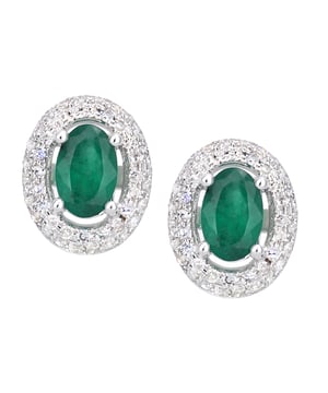 9K (375) witgoud: 2,04 gram; # Diamant: 0,29 ct; # Smaragd: 0,79 ct