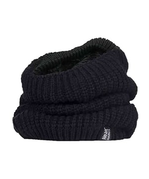 Warmer than a scarf and less trouble too, have you considered a neck warmer as the accessory to keep your neck warm instead of a scarf. This ladies Heat Holders chunky knit neck warmer is delightfully soft and warm, guaranteeing to engulf you in cosiness and warmth when the cold winter weather hits. The innovative Heat Weaver lining is the underlying secret as to why this neck warmer is so warm. It is a fur-like thermal lining that retains warm air designed to keep you warmer for longer. The advanced, high-performance Heat Holders insulating yarn built into this neck warmer also allows moisture to be wicked away from the neck warmer, especially helpful when you are trying to keep warm and dry on those wet miserable days. This chunky knit neck warmer covers more of your body as opposed to a traditional one. It is perfect for keeping warmth in around your head, throat and upper chest areas. These ladies chunky knit neck warmers are made from 100% acrylic on their outer and 100% polyester on their lining. They are available in 3 colours including black, purple and cream. They come in one size and they are machine washable.