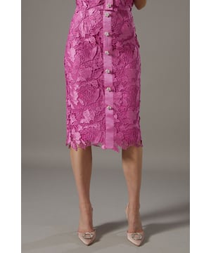Lace Pearl Button Pencil Skirt