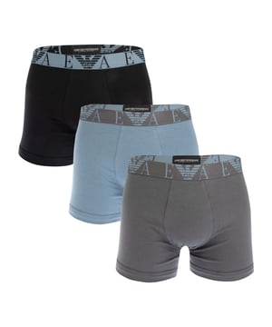 Mens Emporio Armani 3 Pack Boxer Briefs in multi-colour.- Comprises 3 pairs in storm - magnet - black colourways.- Crafted from comfortable stretch cotton jersey.- Branded elasticated waistband.- 95% Cotton  5% Elastane.  Machine washable.To fit waist:XS = 27-29inS = 30-32inM = 32-34inL = 34-36inXL = 37-39inXXL = 39-41in- Ref: 11147320385We regret that underwear is non-returnable due to hygiene reasons.