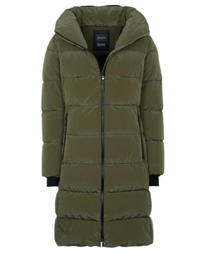 100% poliamida; abrigo de herno;  Modelo: PI182DL12496 7740;  Mano de obra de alta calidad;  capucha;  cuello alto;  cremallera bidireccional;  Dos bolsillos forrados para las manos con cremalleras en la parte delantera;  Un bolsillo interior con cremallera;  Cinturón elástico con botones a presión;  puños elásticos;  forro hacia abajo;  Detalles del logotipo de Herno.