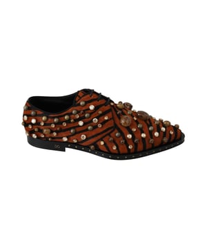 Brand: Dolce & Gabbana
  Model: Dress shoes
  Color: Orange and black animal Tiger pattern
  Material: Pony hair
  Multicolor crystals
  Sole: Leather
  Made in Italy
  Exclusive and high craftsmanship