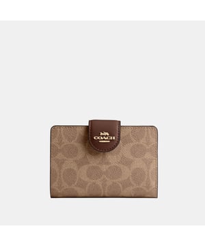 Medium Corner Zip Wallet in Signature Canvas, Seven credit card slots
 Bill compartment
 ID window, Zip coin pocket,  Length: 13.00 cm,  Width: 1.50 cm,  Height: 8.50 cm