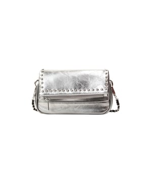Het kleine, coole accessoire van myMo ROCKS begeleidt je van dag tot avond. Het is gemaakt van zacht kunstleer en heeft een glanzende metallic look, die nog eens wordt ondersteund door de klinknagels. Het handige model heeft een ritssluiting aan de rand van de flap, waardoor je spullen veilig opgeborgen blijven. De afneembare schakelketting met een band van kunstleer biedt verschillende draagmogelijkheden.  Kleine tas