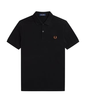 Polo Fred Perry Negro, Polo Liso, Cierre De Botones En El Cuello. Logo en el pecho, Manga corta, 100% Algodón