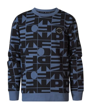 Sweatshirt mit Allover-Print und Petrol-Badge auf der Brust. Dieser Sweater hat einen Rundhalsausschnitt und ist mit Rippstrickbündchen versehen. Hergestellt aus 95 % Baumwolle und 5 % Elasthan. Sweater mit Allover-PrintPetrol-BadgeLockere PassformRundhalsausschnittRippstrick-Bündchen95 % Baumwolle / 5 % Elasthan