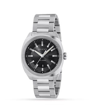 Product Specifications

Brand: Gucci
Model: YA142301

Movement: Swiss made quartz (battery)
Case Size: 41mm
Case Material: Stainless steel
Band Material: Stainless steel
Dial Colour: Black
Glass: Sapphire crystal
Water Resistance: 100m or 10ATM
Warranty: 2 years Timepiece International warranty
Product Description
Introducing the Gucci Stainless Steel Bracelet Sunray Black Dial Men's Watch â€“ a testament to the fusion of timeless style and Swiss precision. Immerse yourself in the world of Gucci, where every tick of the clock is a declaration of sophistication and modernity. This exquisite timepiece transcends trends, embodying the essence of luxury and craftsmanship that defines the iconic Gucci brand.
Driven by a Swiss-made quartz movement, this watch is a masterpiece of precision and reliability. The battery-powered mechanism, synonymous with Swiss craftsmanship, ensures accurate timekeeping, making each moment a celebration of excellence.
The 41mm stainless steel case effortlessly combines classic design with contemporary flair. Meticulously crafted, it provides the perfect backdrop for the captivating sunray black dial, creating a timepiece that is as bold and confident as the wearer.
The stainless steel bracelet complements the case seamlessly, offering both durability and comfort. With a sleek design that transitions effortlessly from day to night, this bracelet is a testament to Gucci's commitment to both form and function.
The black sunray dial serves as the focal point of the watch, capturing attention with its dynamic play of light. The minimalist design is accentuated by refined details, making it a timeless piece that stands out in any setting.
Protected by scratch-resistant sapphire crystal, the dial remains clear and pristine. This premium crystal not only enhances the longevity of the watch but also provides an unobstructed view of the intricate details on the sunray black dial.
With a water resistance of 100 meters or 10ATM, this Gucci watch is not just a style statement but also a reliable companion for various activities, from everyday wear to recreational water activities. It embodies the versatility and durability that characterize the Gucci brand.