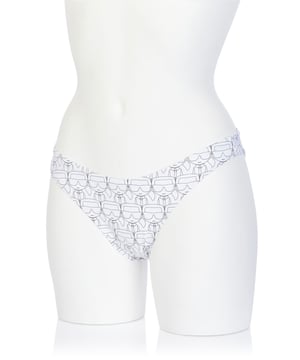 82% poliamida, 18% elastano; braguitas de bikini Karl Lagerfeld; Modelo: KL21WBT13; Mano de obra de alta calidad; corte de bragas; Abrazar la figura; Detalles del logotipo de Karl Lagerfeld