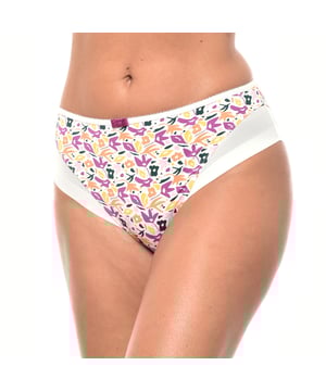 High waisted panties DIM
 Elastic and breathable fabric.
 Matching interior lining.
 Lace detail on the sides.
 Seams seen in tone.
 Composition: 78% Polyamide, 22% Elastane
 Care:
Care:
 - Wash at max temperature. 40º.
 - Do not use bleach.
 - Do not use dryer.
 - Do not iron.
 - Do not dry clean.