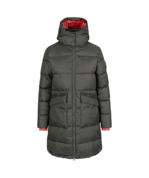Außenmaterial (%): 100% Polyamid. Futtermaterial (%): 100% Polyester. Füllung: Daunenweich. Gewebe: Ripstop-Gewebe. Design: Logo. Durchgehender Reißverschluss. Lang, Wattiert, Gesteppte Abtrennungen. Füllmaterial (%): 100% Polyester. Taschenart: Vier Taschen, Innentasche, Reißverschluss. Kapuzenmerkmale: Geknöpft, angenähte Kapuze. Futterstoff: Kontrast. Saum: Geschwungener Saum. Hoch geschnitten, Mit Kapuze. Bündchen: Innen gerippt. Langärmlig.