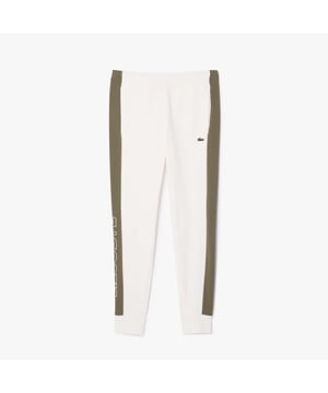 Heren Lacoste Colourblock Jogger Track Pants Ongeborsteld fleece Taps toelopende pasvorm Taille met koord Zakken aan zijkanten Geborduurde krokodil op voorkant