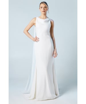 Chiffon Cowl Back Detail Wedding Dress