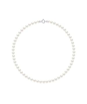 Collar de perlas cultivadas Ronda de agua dulce genuina 6-7 mm - Calidad AAAA + - Colori Natural White - Longitud 42 cm - Anillo de cierre marin Luxury White Gold 375 milésimo - 2 años Garantía contra cualquier defecto de fabricación - Entregado en un caso con un certificado de autenticidad y una garantía internacional: todas nuestras joyas están hechas en Francia.
